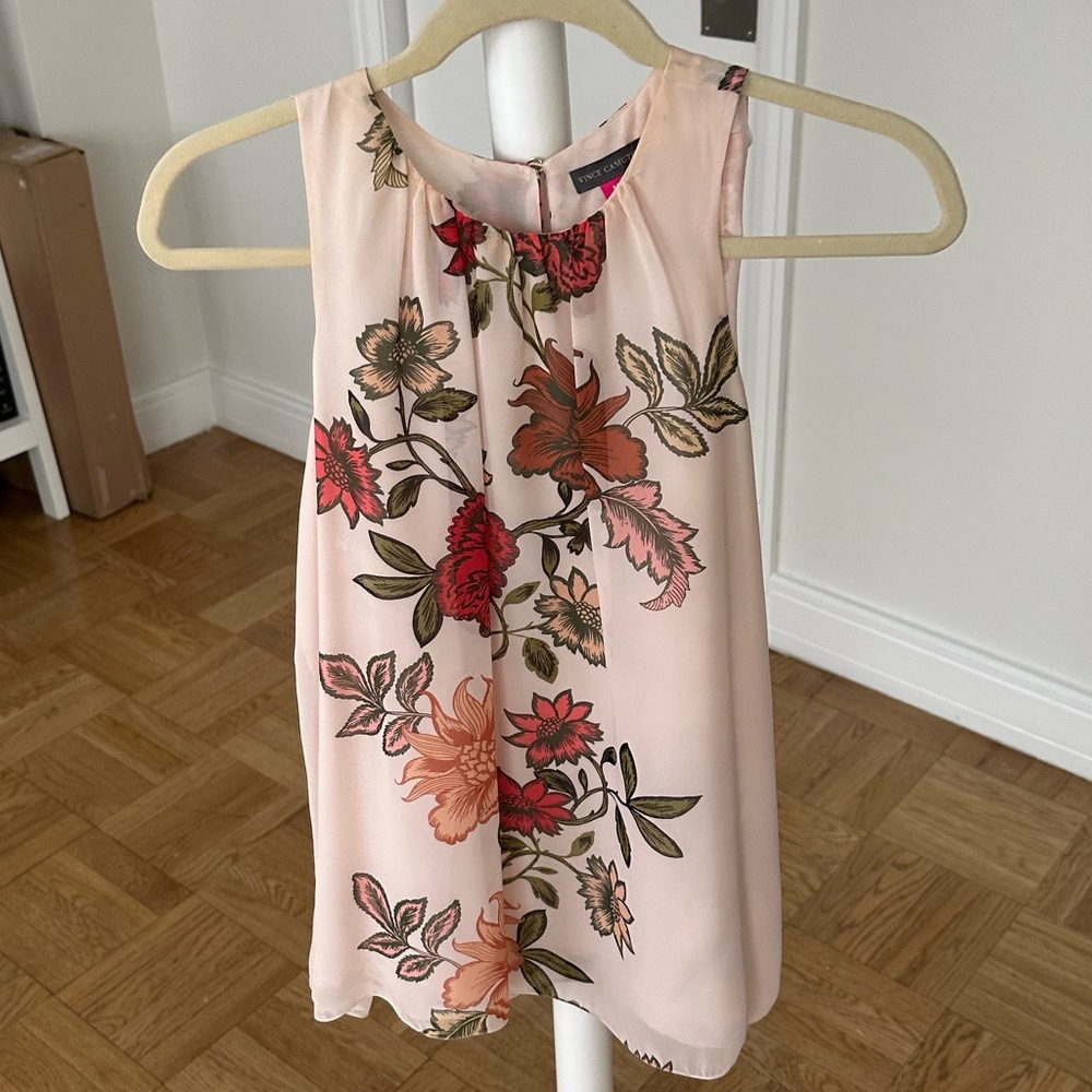 Pink Blush Floral Vince Camuto Sleeveless Blouse
